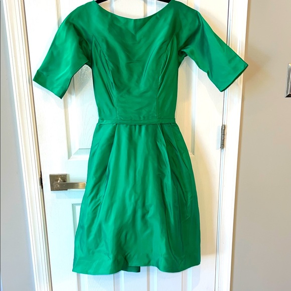 Vibtage 50/60s Elegant Green satin Dress - Picture 1 of 9